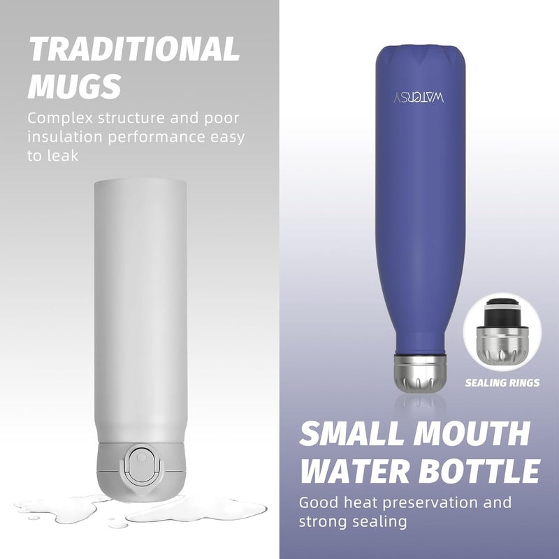 WATERSY Stainless Steel water bottles,17oz/500ml Insulated Water Bottles,Deep Blue metal water bottle Keeps Drink Cold and Hot,BPA Free kids water bottles for School,Gym,Travel,Sports - Image 4